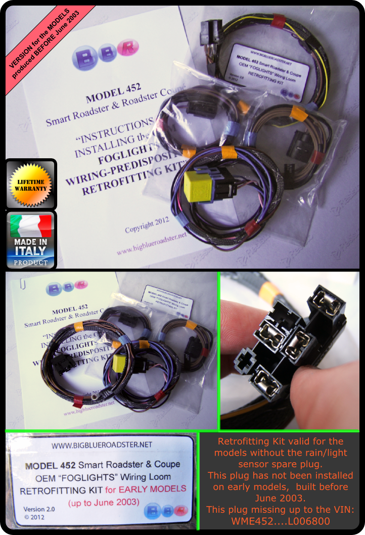 Smart Roadster FOGLIGHTS RETROFITTING KIT for EARLY models - BigBlueRoadster.net